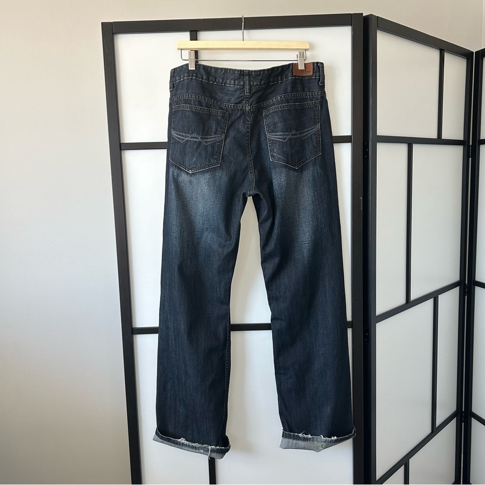 [34x32] Urban Pipeline Men’s Loose Bootcut Dark Wash Denim Jeans
